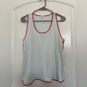 LAKE Parisian Blue Stripe Tank with Pink Red Trim Size M 100% Pima Cotton cozy
